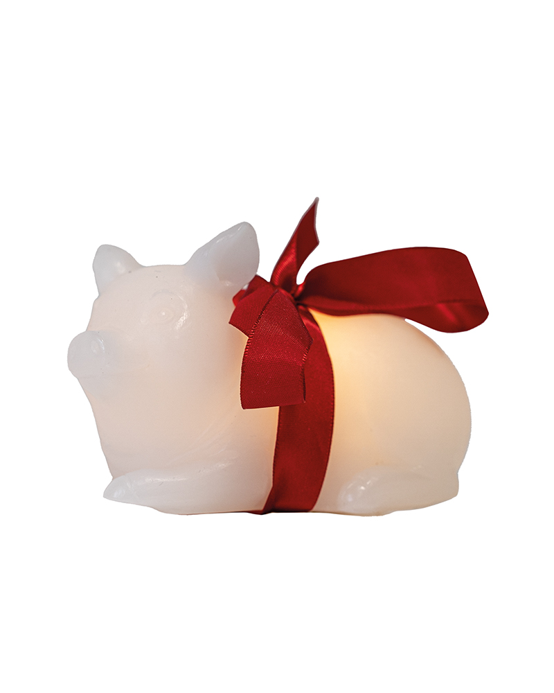 Emma Julegris med rød sløjfe