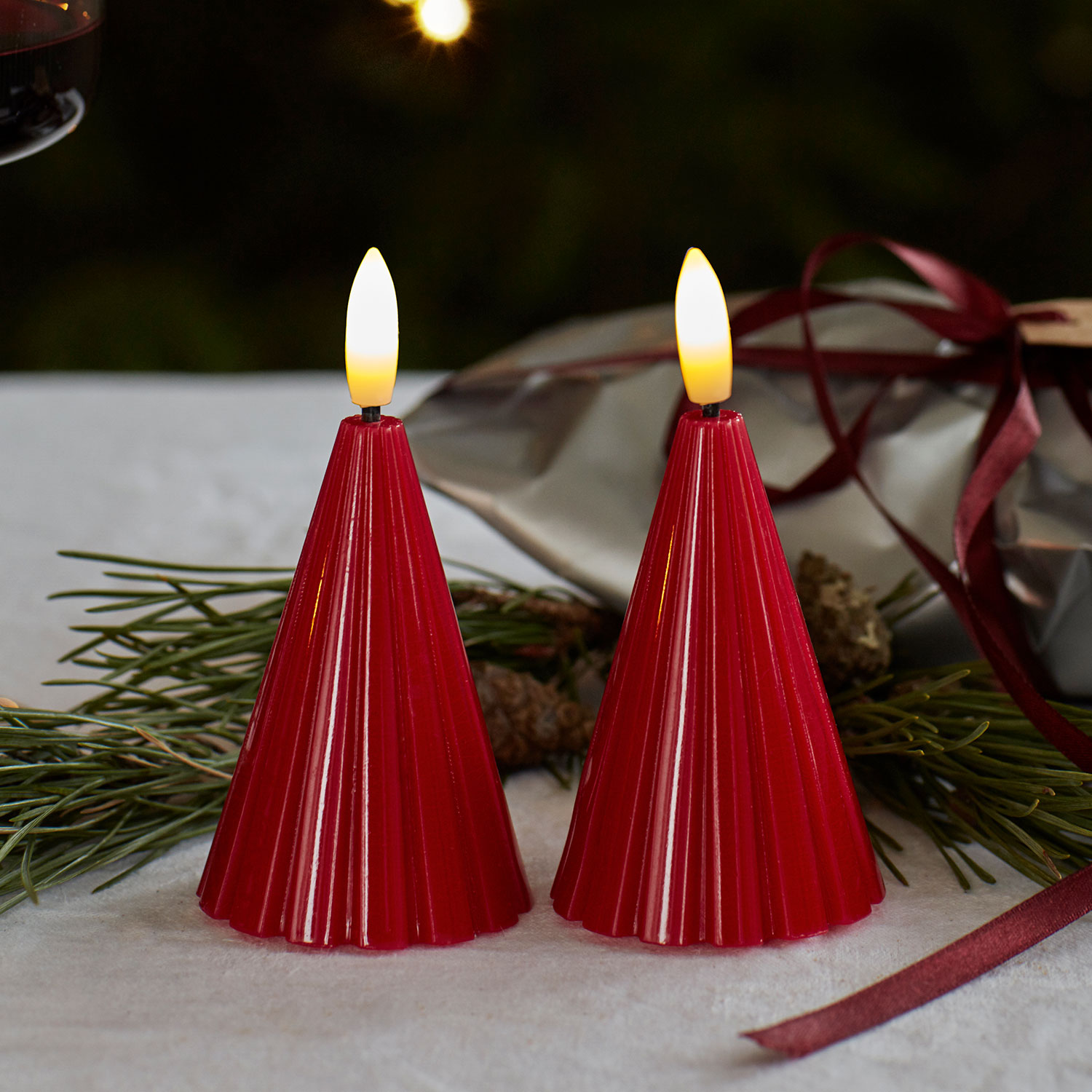 Laura Lak Juletræ - 8 cm, 2-pak, Rød