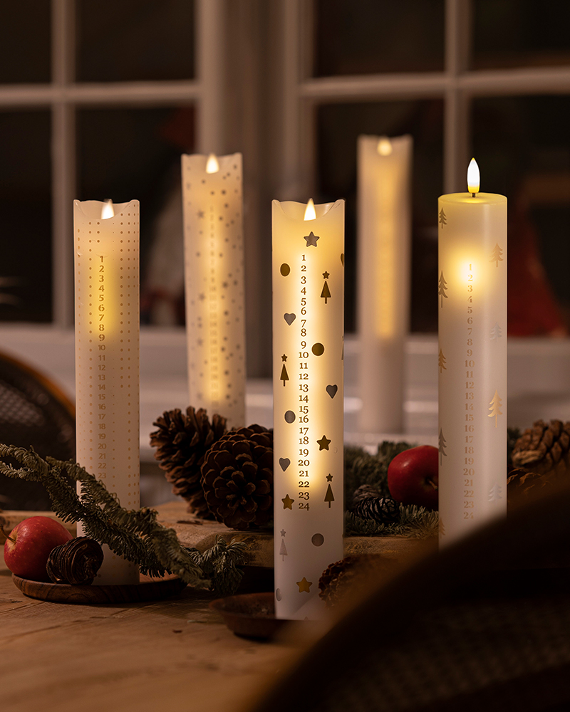 Sara Kalenderlys 30 cm, Sølv/Guld