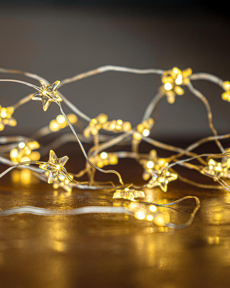 Trille Stjerne 20 LED, 1,9 m, Sølv