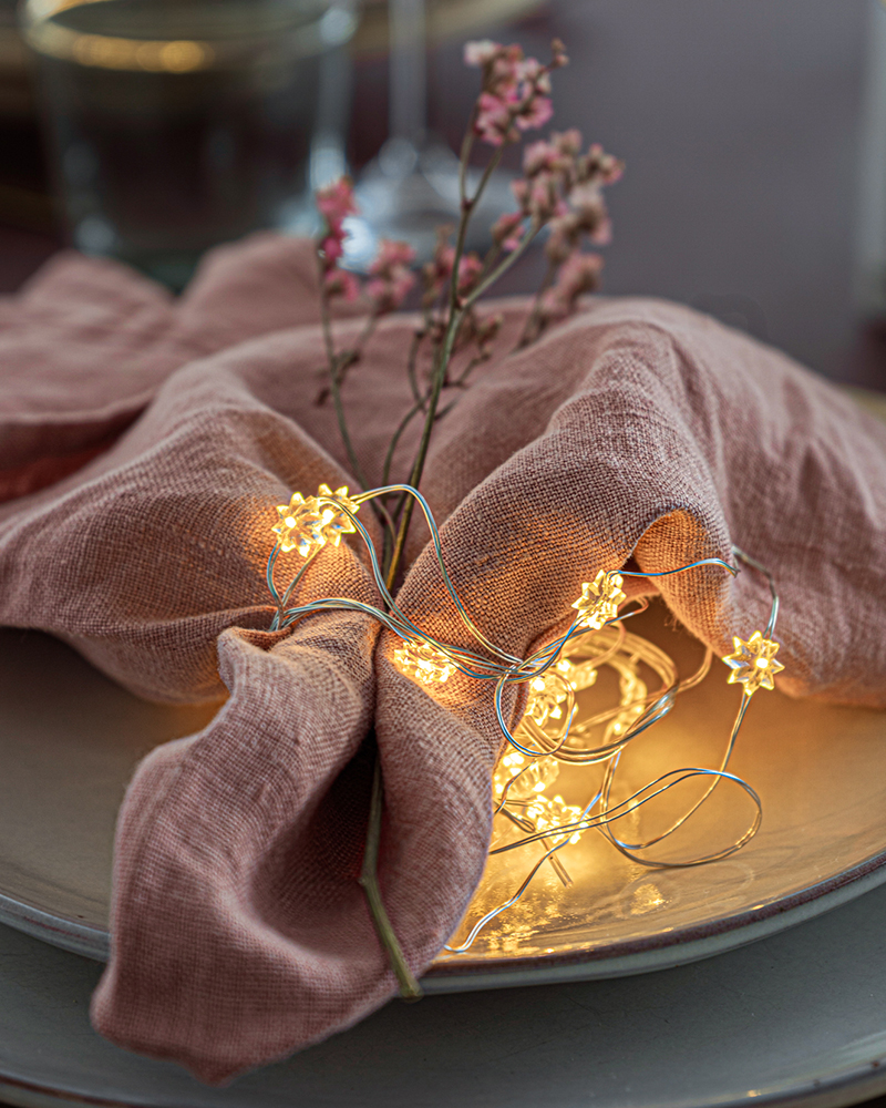 Silke Miniflower 20 LED, 1,9m, Sølv