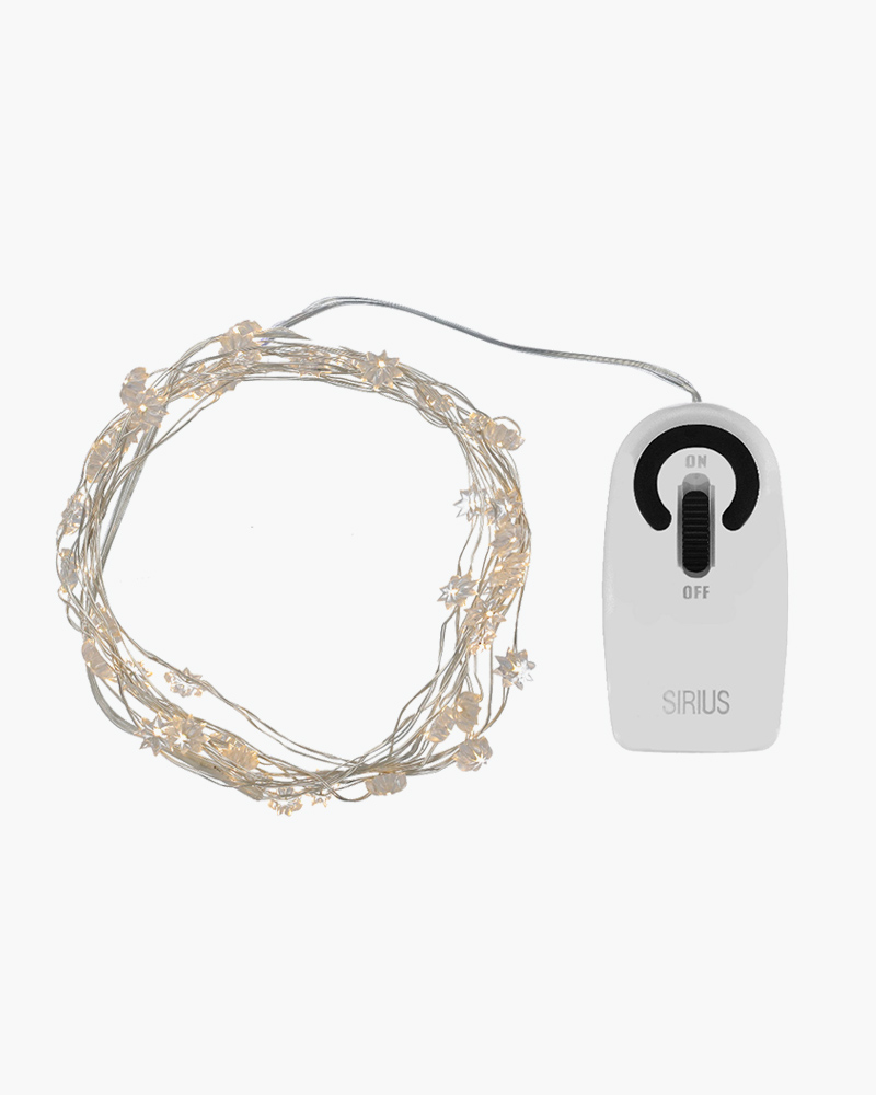 Silke Miniflower 40 LED, 3,9 m, Sølv