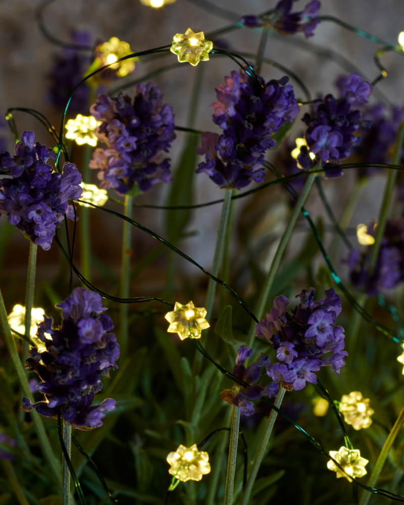 Silke Miniflower 40 LED, 3,9 m, Grøn