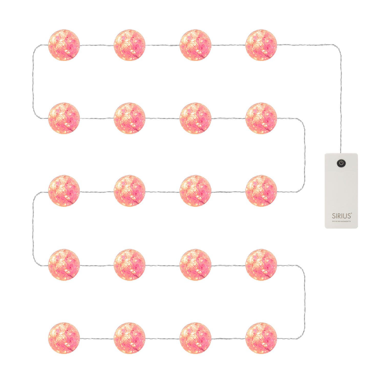 Maja Ball lysdekoration 2 m, 20 LED, Lyserød