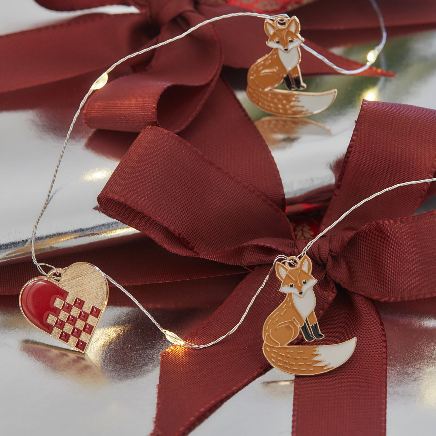 Mie Ræv & Julehjerte lyskæde, 90 cm