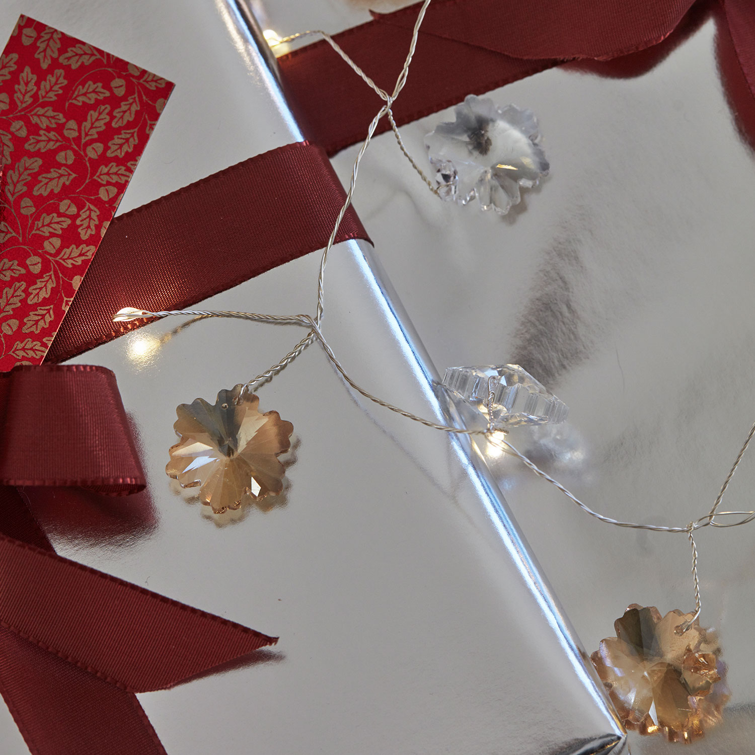 Chrystal lyskæde med iskrystaller, 1,8 m