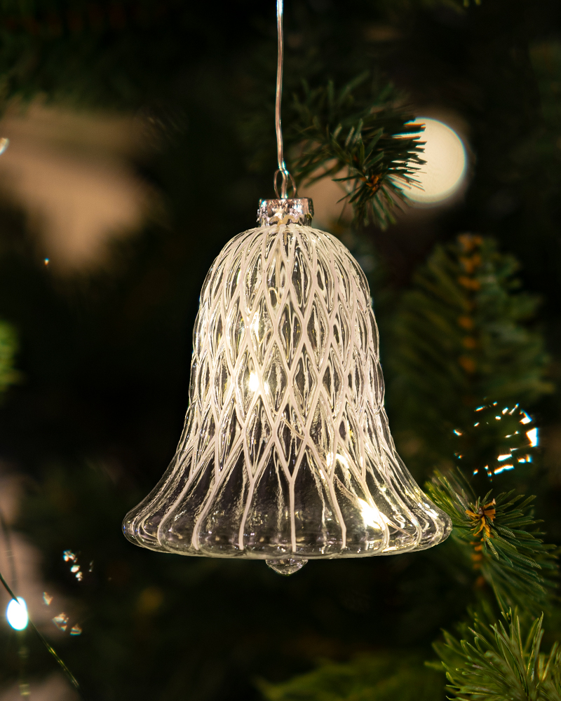 Luna Klokke med 5 LED, H: 10 cm, Klar/Hvid