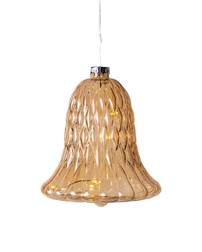 Luna Klokke med 5 LED, H: 10 cm, Gylden/Rav