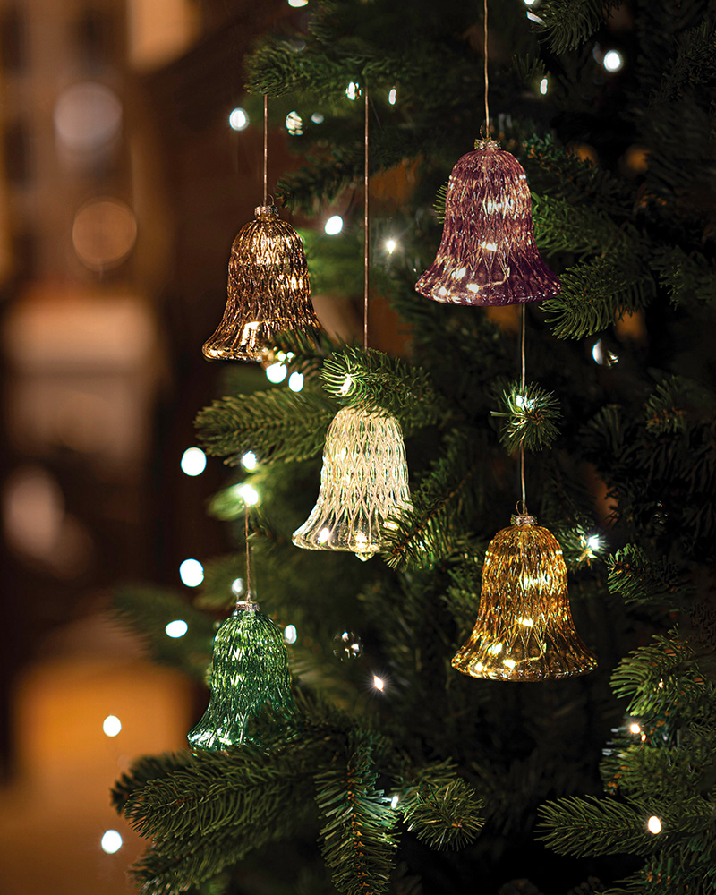 Luna Klokke med 5 LED, H: 10 cm, Bordeaux