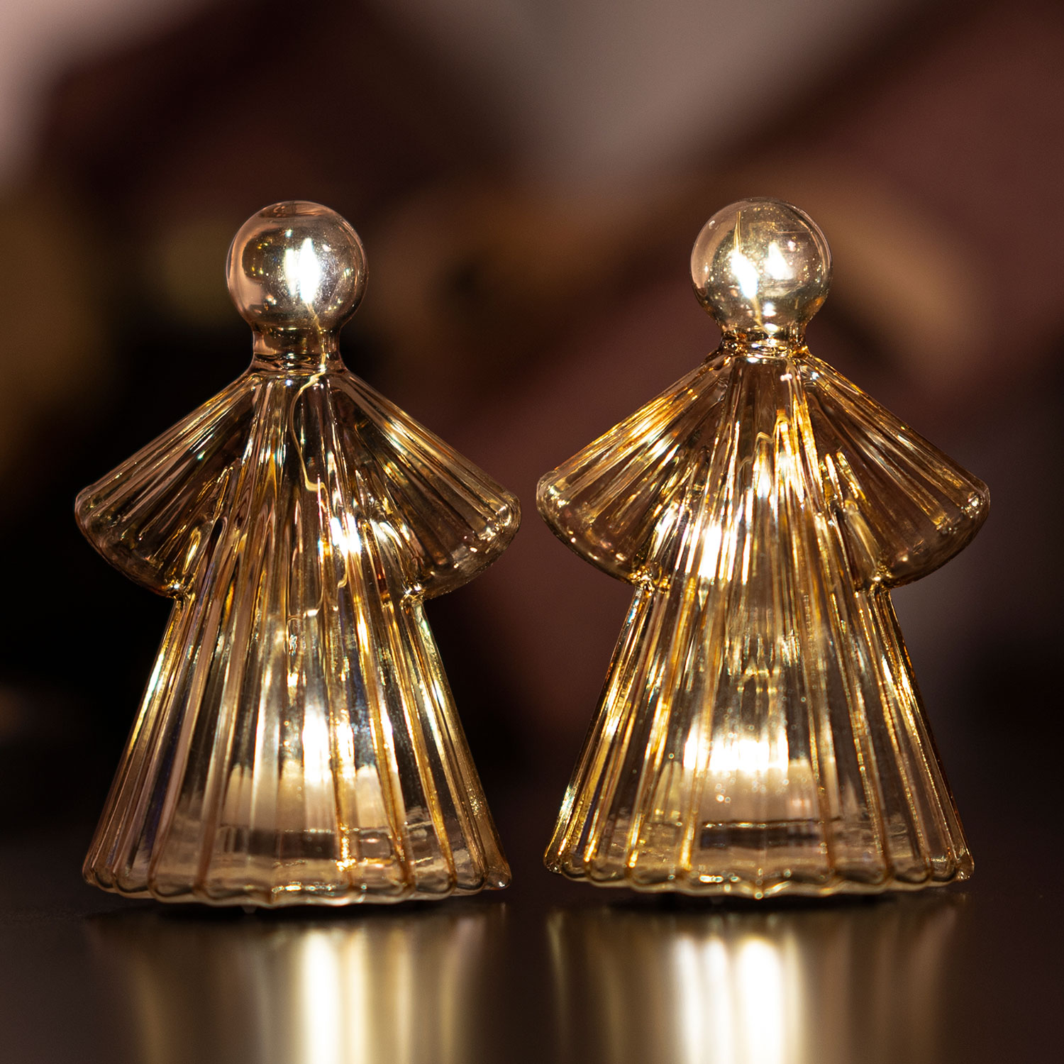 Alberte Engel 10 cm, 2 stk. sæt, Gylden/Rav