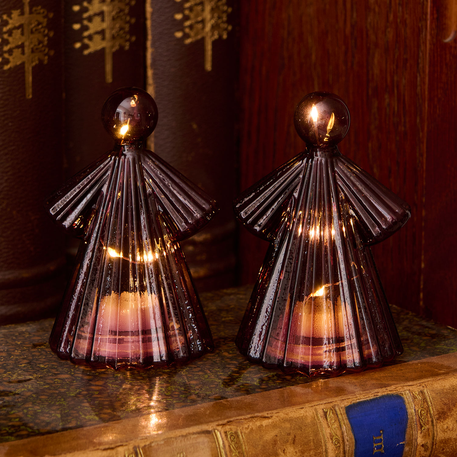 Alberte Engel 10 cm, 2 stk. sæt, Bordeaux