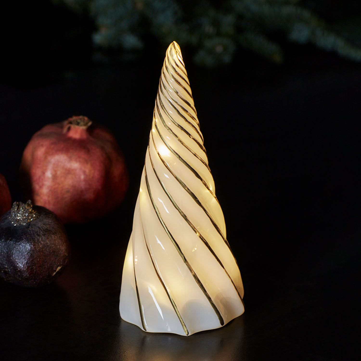 Vilma Træ - 19 cm, Hvid/Guld