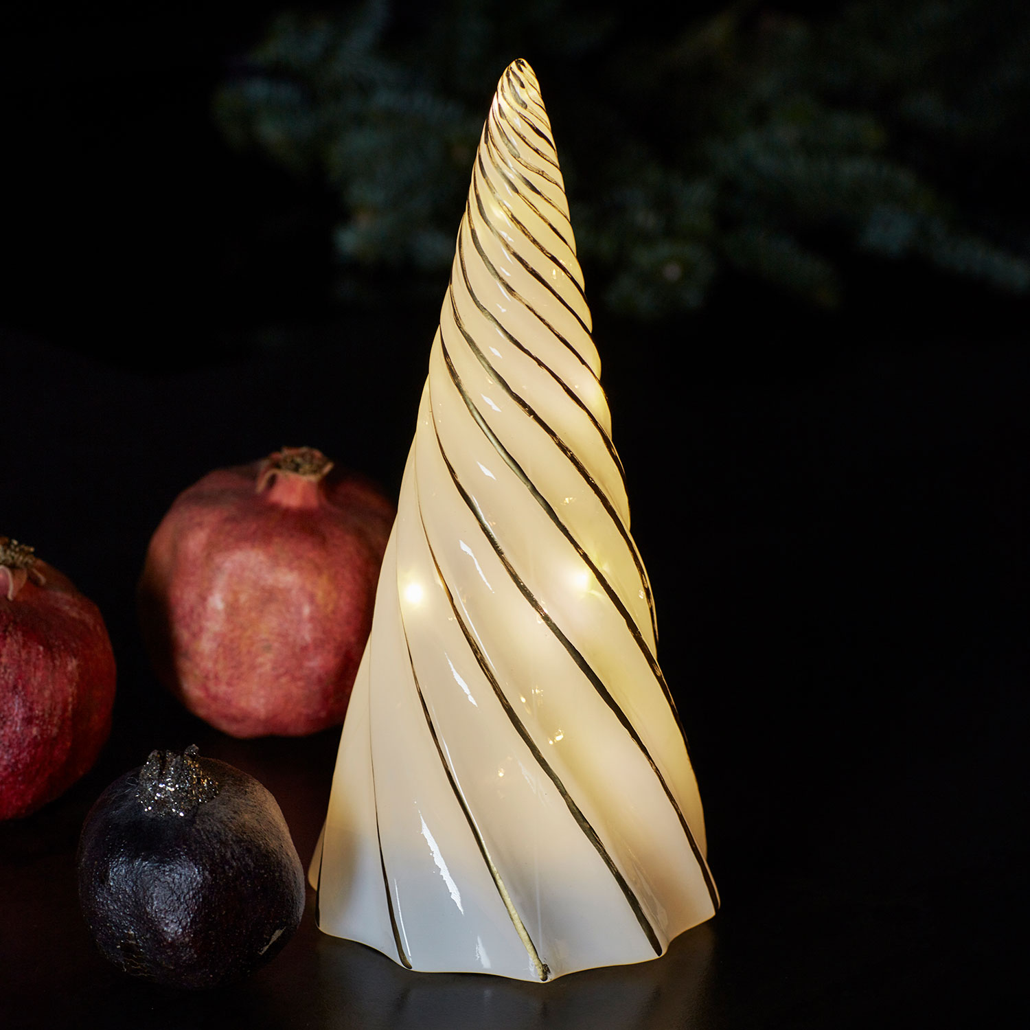 Vilma Træ - 23,5 cm, Hvid/Guld