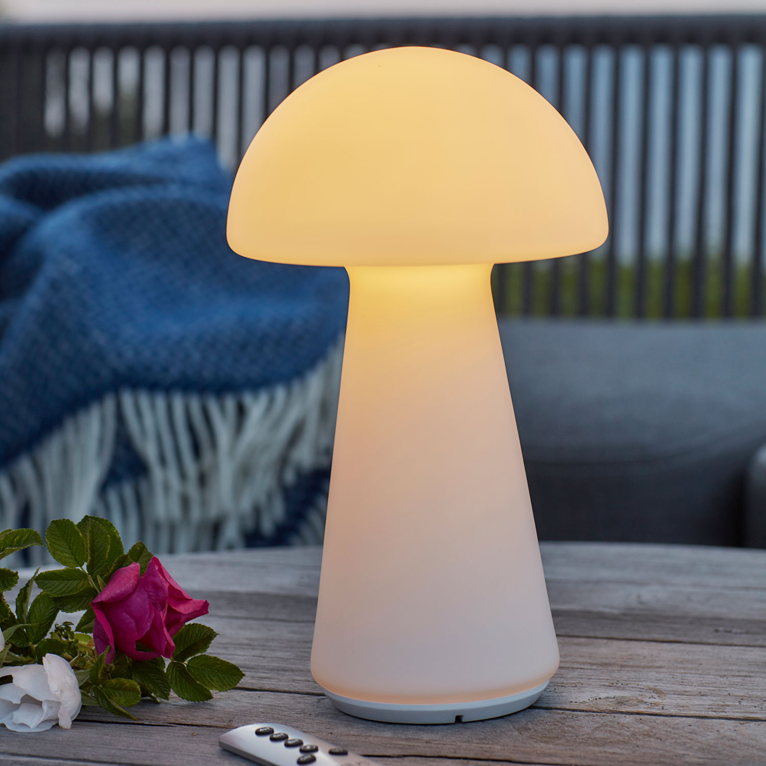 Sam Genopladelig Lampe, Glas, 29 cm, Mat hvid