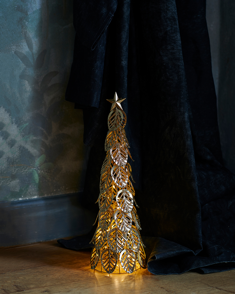 Kirstine Træ 43 cm, 15 LED, Guld