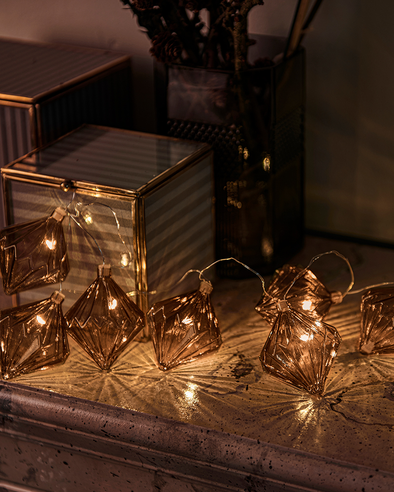 Nellie Guirlande 8 LED, Mørk eg