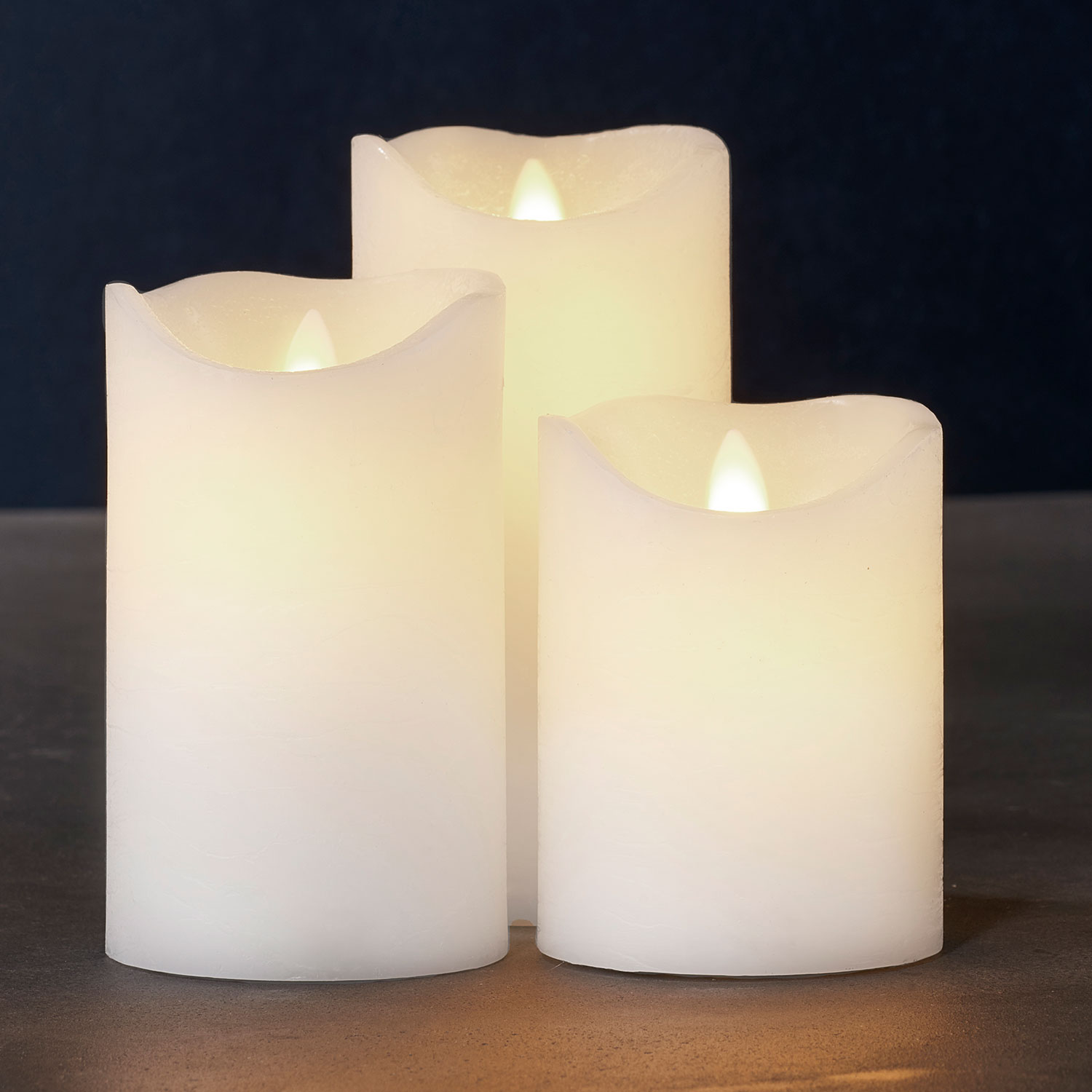 Sara Bloklys 3 stk. sæt, Ø7,5 x 10/12,5/15 cm, Hvid