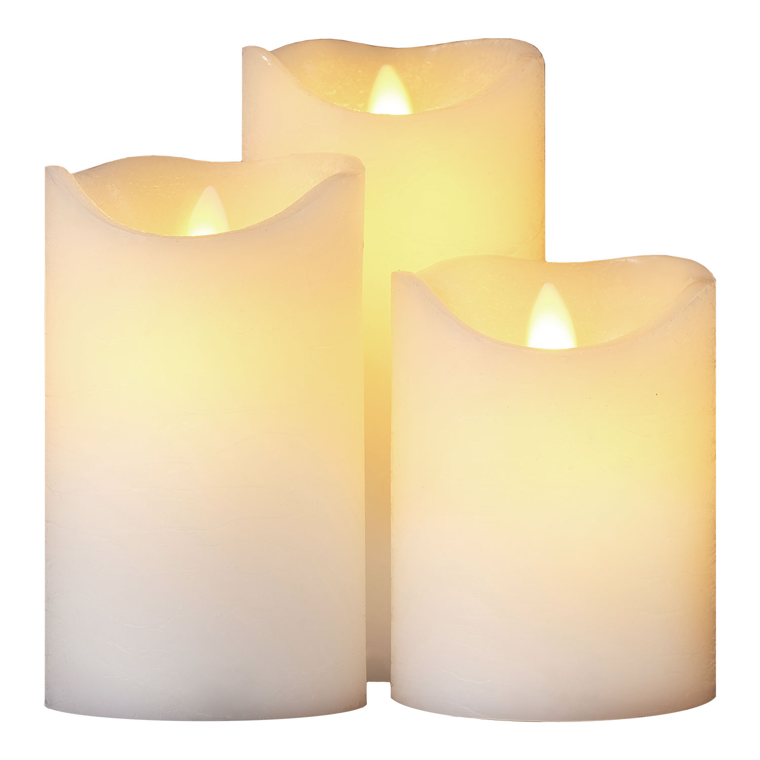 Sara Bloklys 3 stk. sæt, Ø7,5 x 10/12,5/15 cm, Mandel