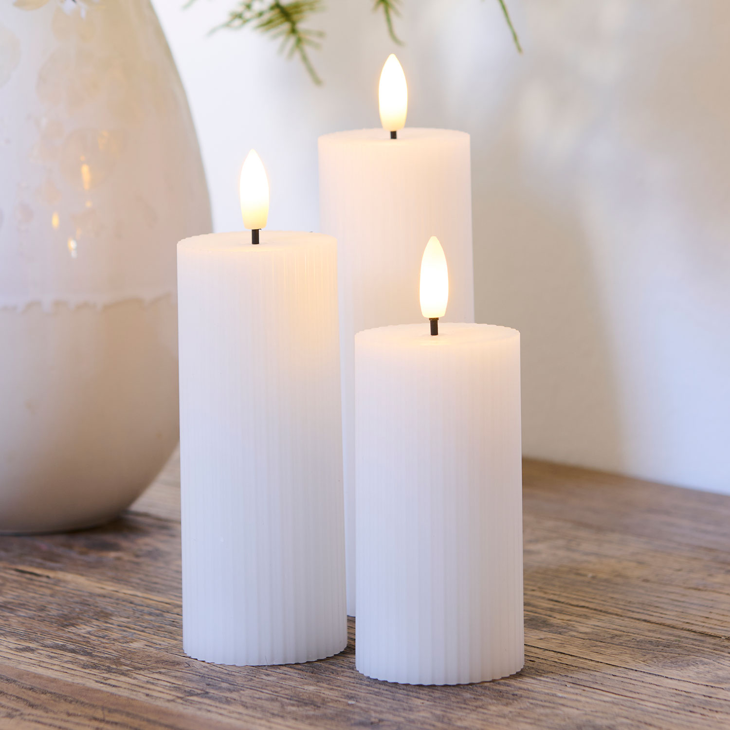 Smilla Genopladelig 10, 12,5 og 15 cm 3 stk. sæt, hvid