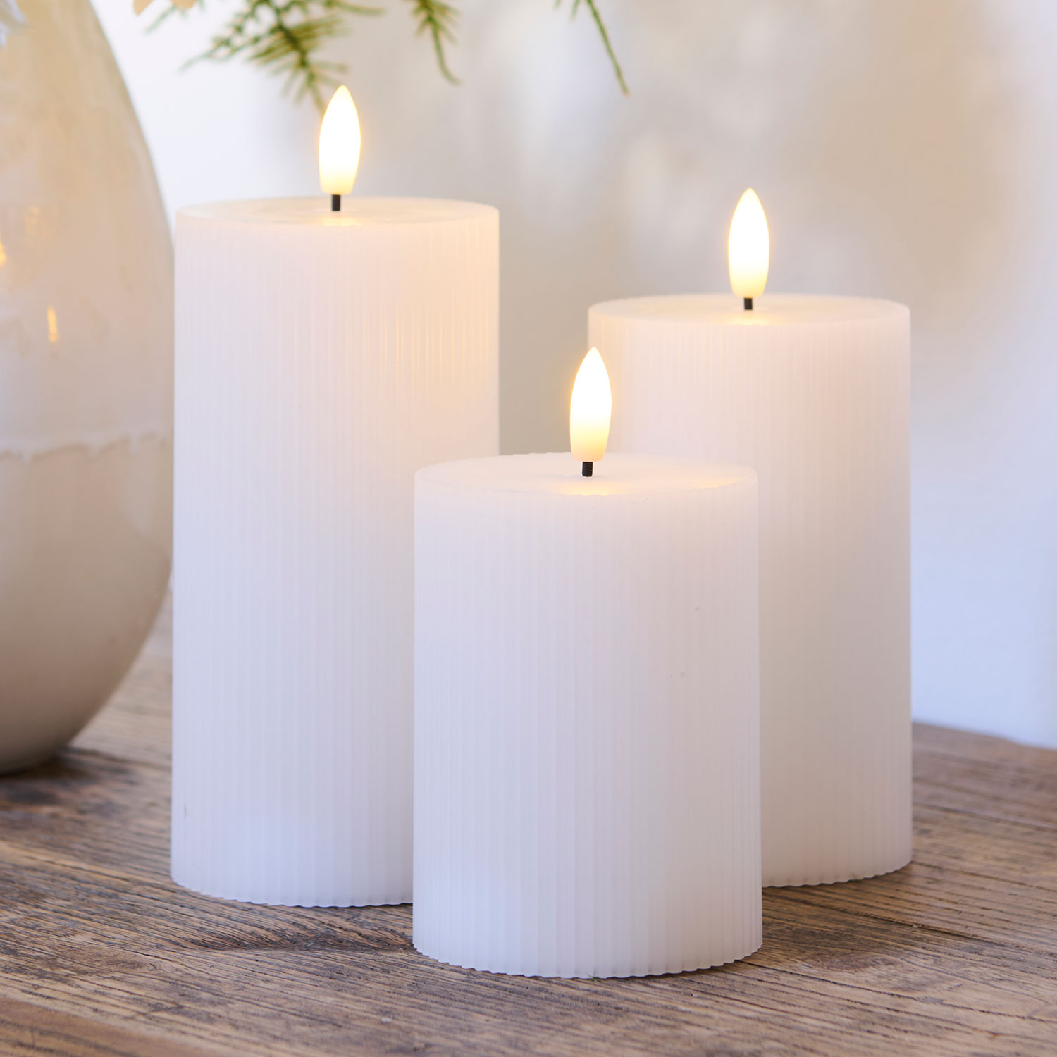 Smilla Genopladelig 10, 12,5 og 15 cm 3 stk. sæt, hvid