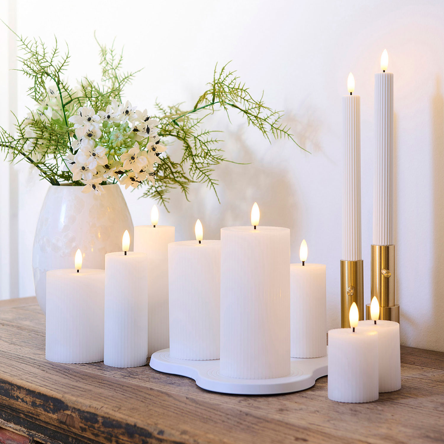 Smilla Genopladelig Kronelys 2-pak Ø2x25 cm, Hvid