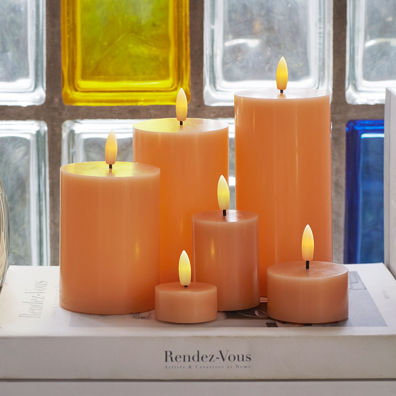 Sille Bloklys Ø7,5 x 15 cm, Peach