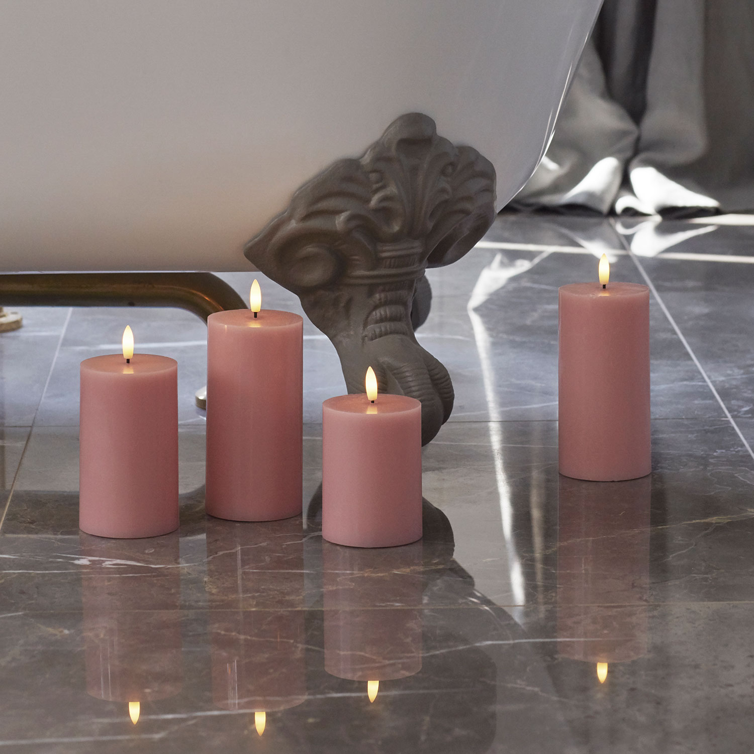 Sille Kronelys 2-pak, Ø2 x 25 cm, Light Pink