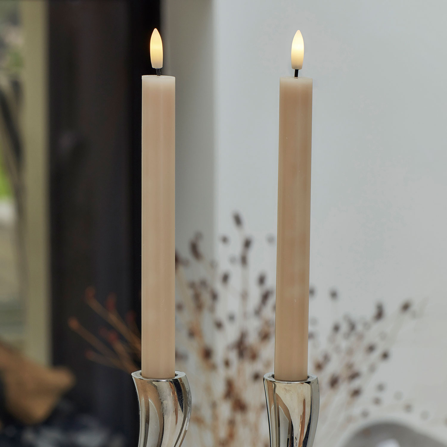 Sille Kronelys 2-pak, Ø2 x 25 cm, Light Caramel