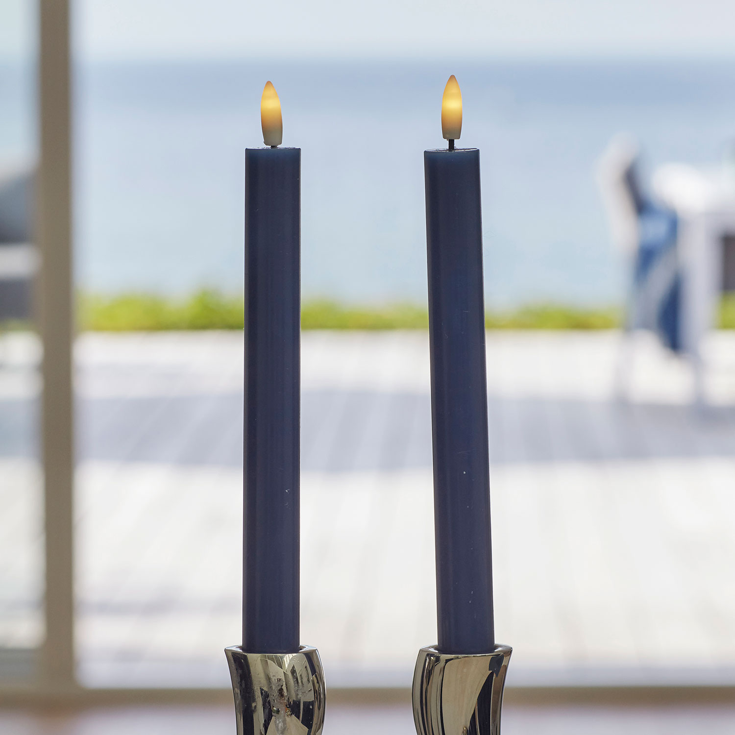 Sille Kronelys 2-pak, Ø2 x 25 cm, Deep Ocean