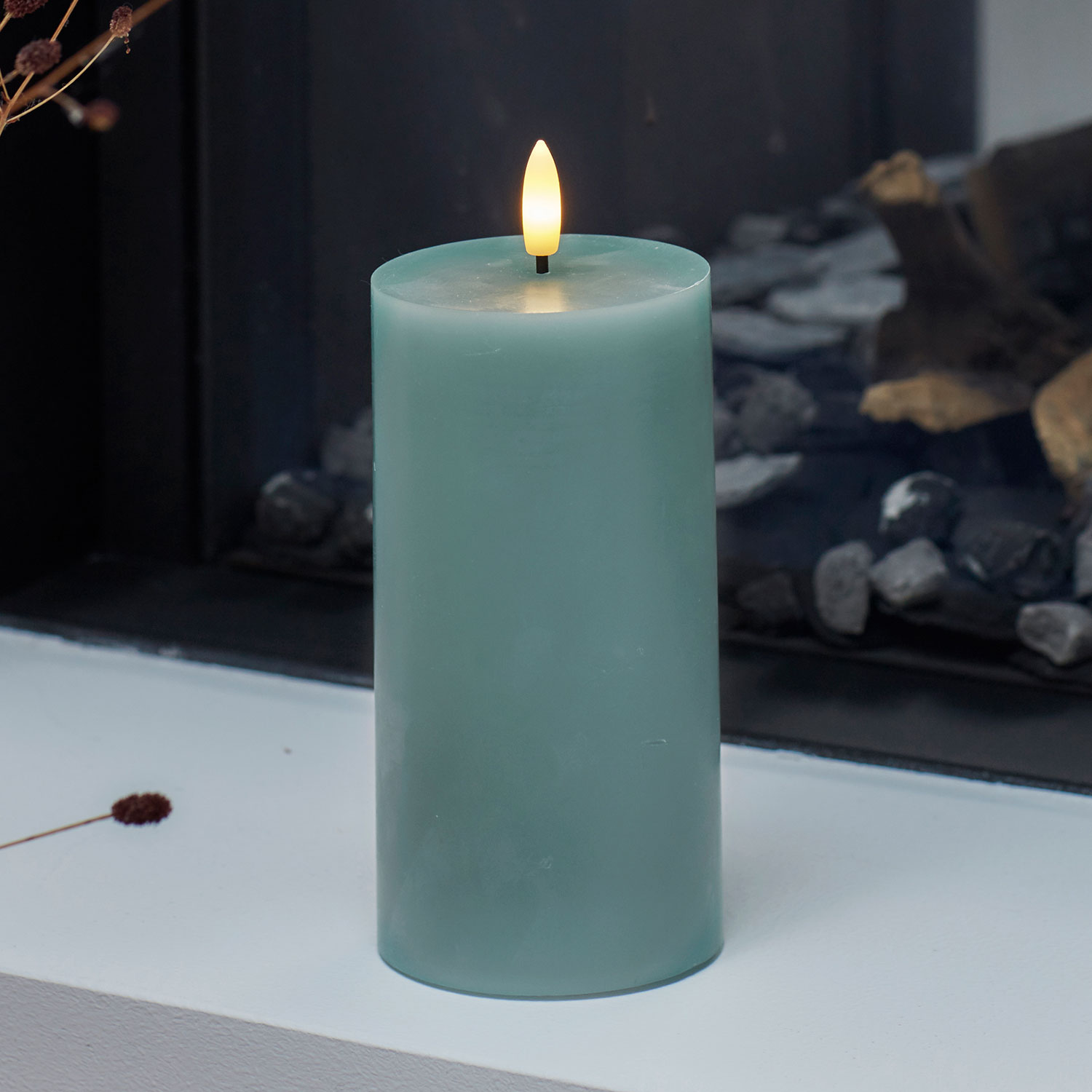 Sille Bloklys Ø7,5 x 15 cm, Sandy Green