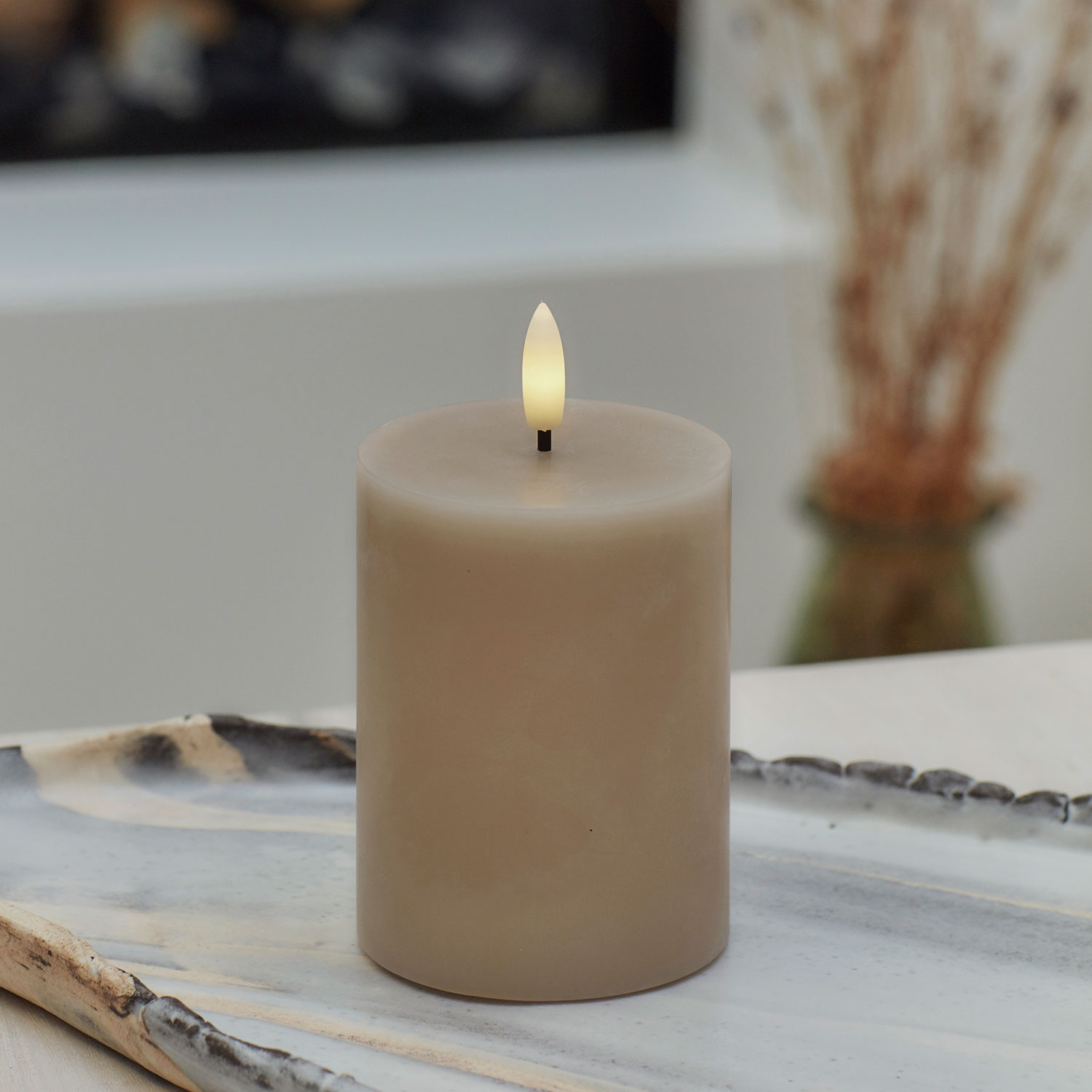 Sille Bloklys Ø7,5 x 10 cm, Light Caramel