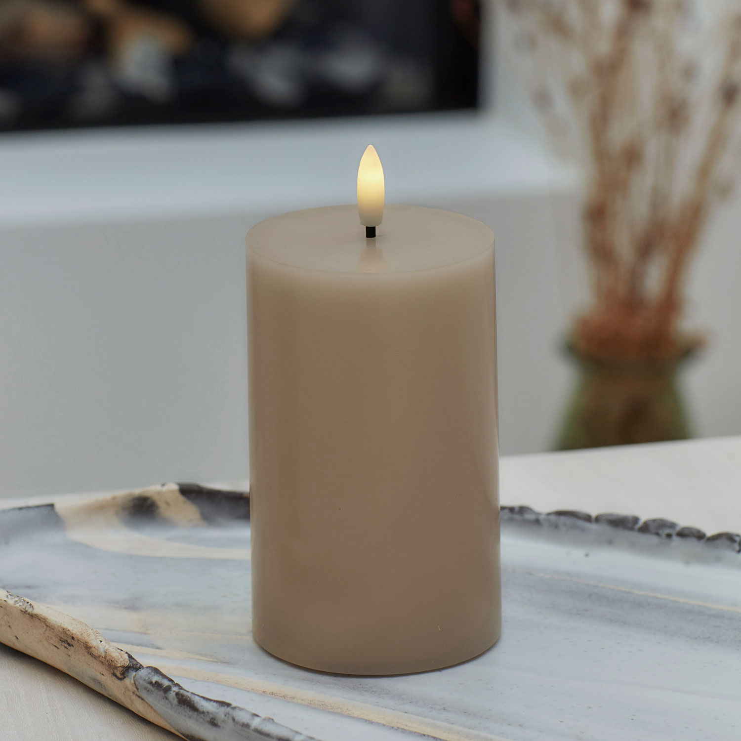 Sille Bloklys Ø7,5 x 12,5 cm, Light Caramel