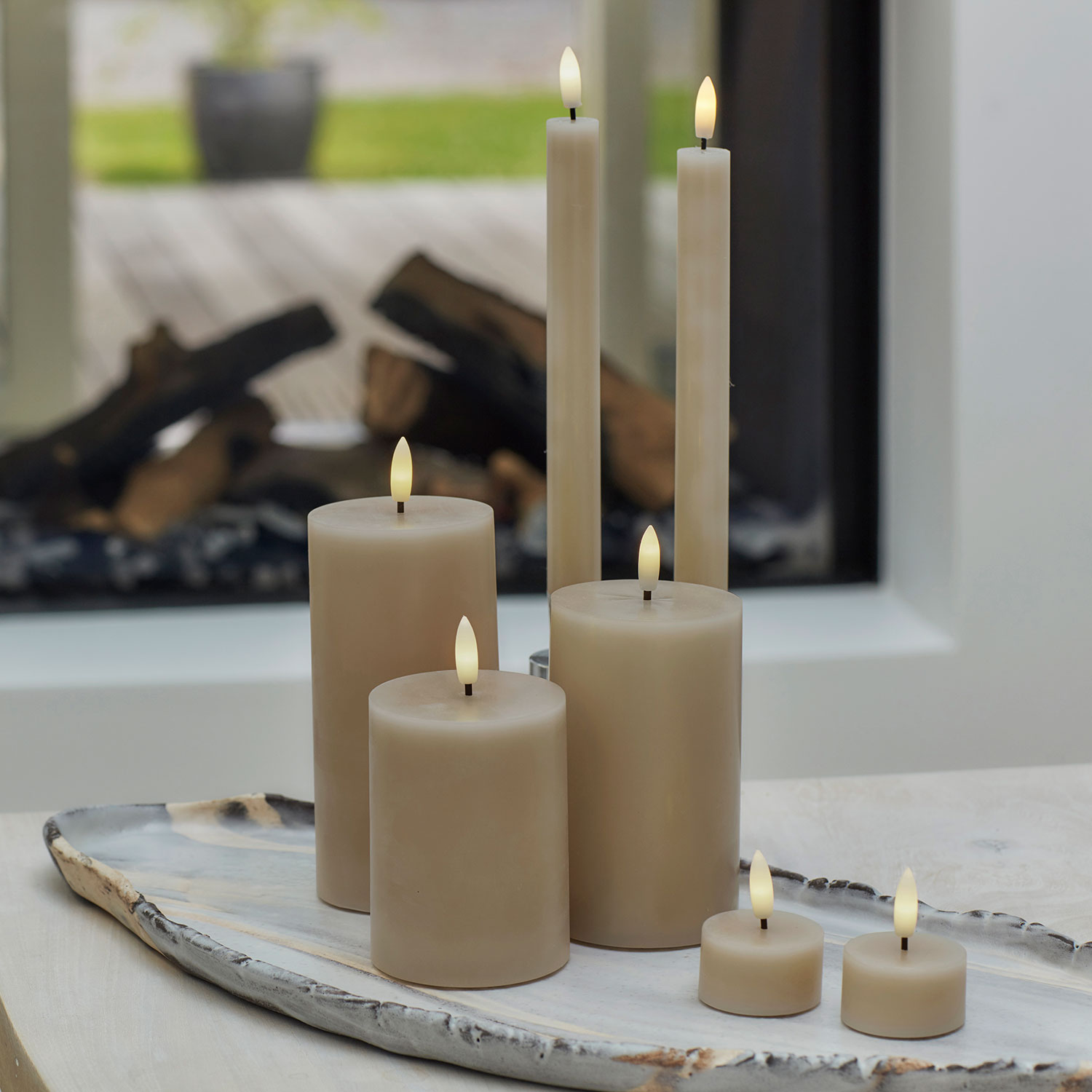 Sille Bloklys Ø7,5 x 12,5 cm, Light Caramel