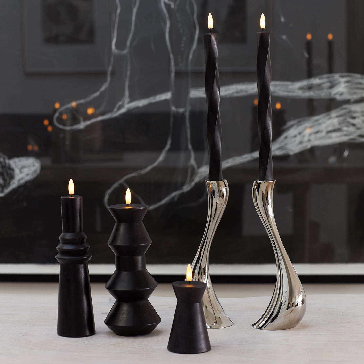 Nordisk Skulptur, Sille Geometri Ø9 x 20,5 cm, Sort