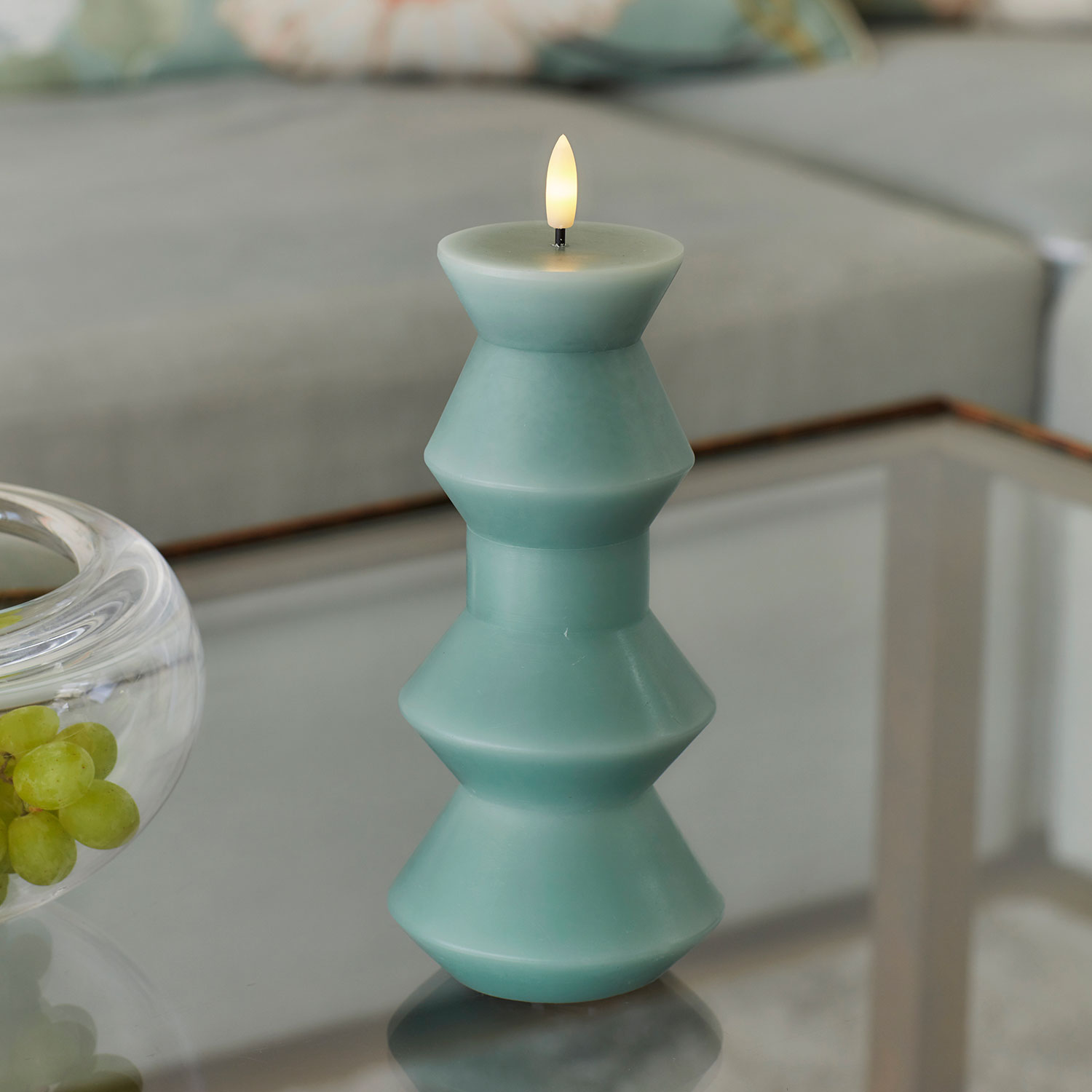 Nordisk Skulptur, Sille Geometri Ø9 x 20,5 cm, Sandy Green