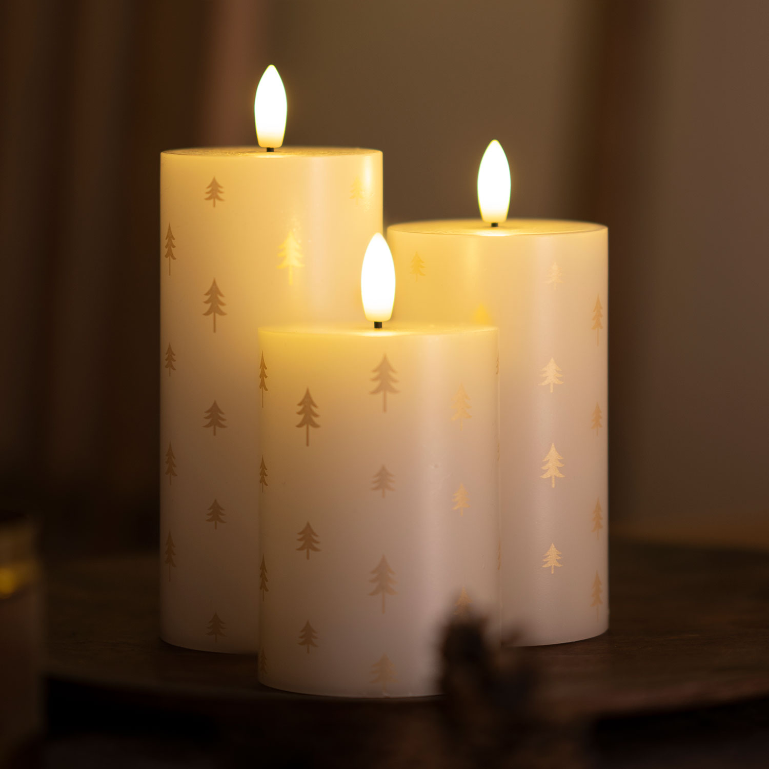 Sille Genopladelig 3 stk. sæt, Hvid/Guld