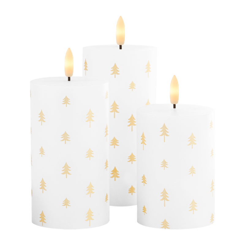 Sille Genopladelig 3 stk. sæt, Hvid/Guld