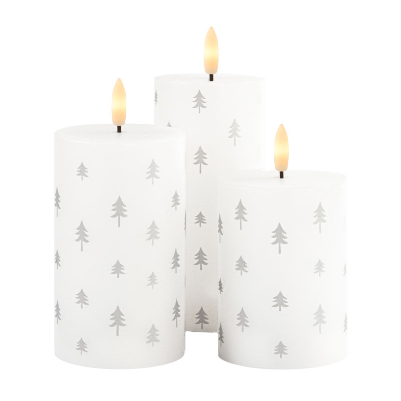 Sille Genopladelig 3 stk. sæt, Hvid/Sølv