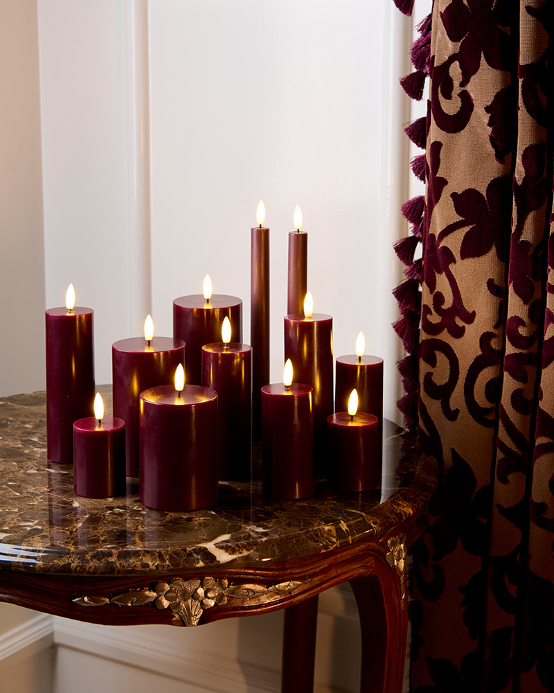 Sille Genopladelig Mini 2-pak, Ø5 x 6,5 cm, Bordeaux