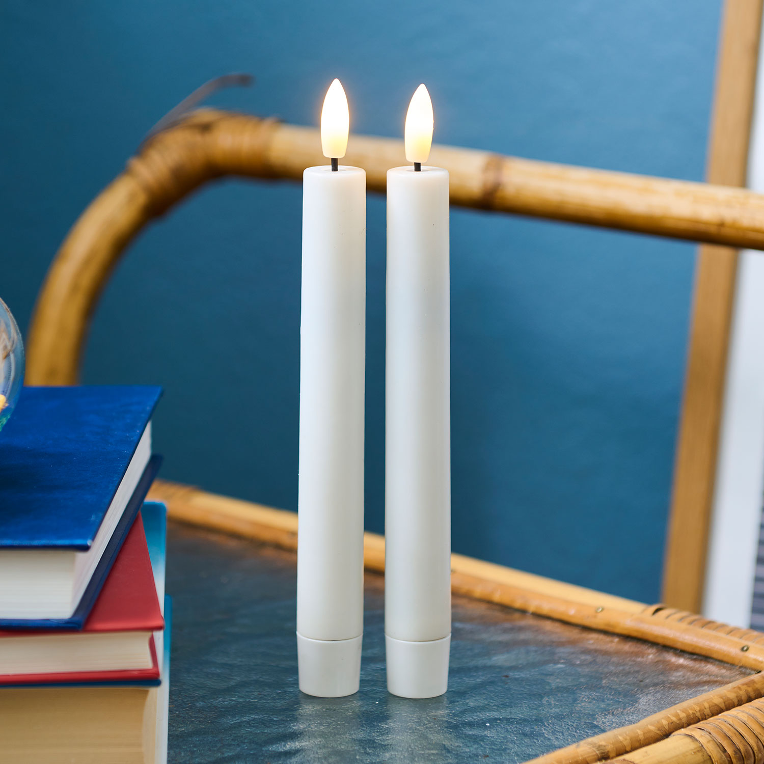 Sille Genopladelig Kronelys 2-pak Ø2 x 20 cm, Hvid