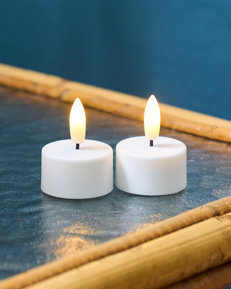 Sille Genopladelig Fyrfadslys Ø4 x 2,2 cm, Hvid, 2 stk.