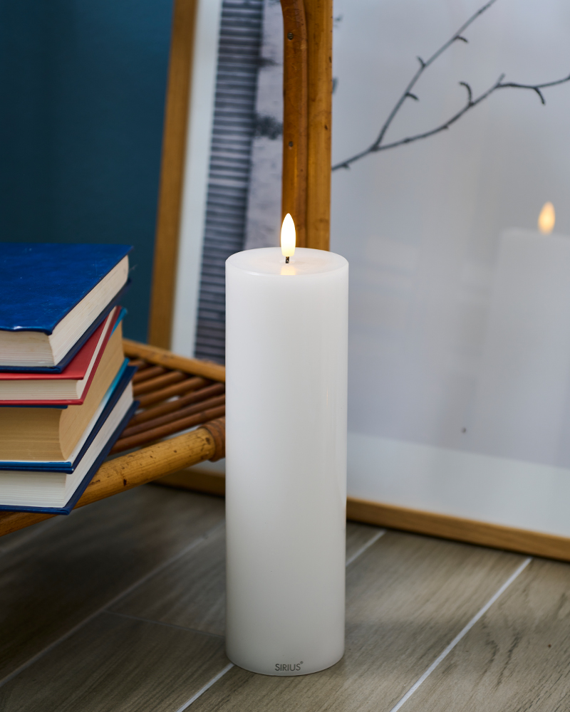 Sille Bloklys Ø7,5 x 25 cm, Hvid