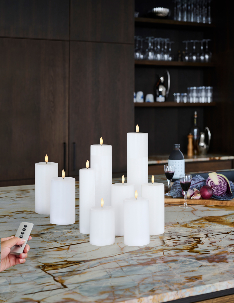 Sille Bloklys Ø7,5 x 25 cm, Hvid