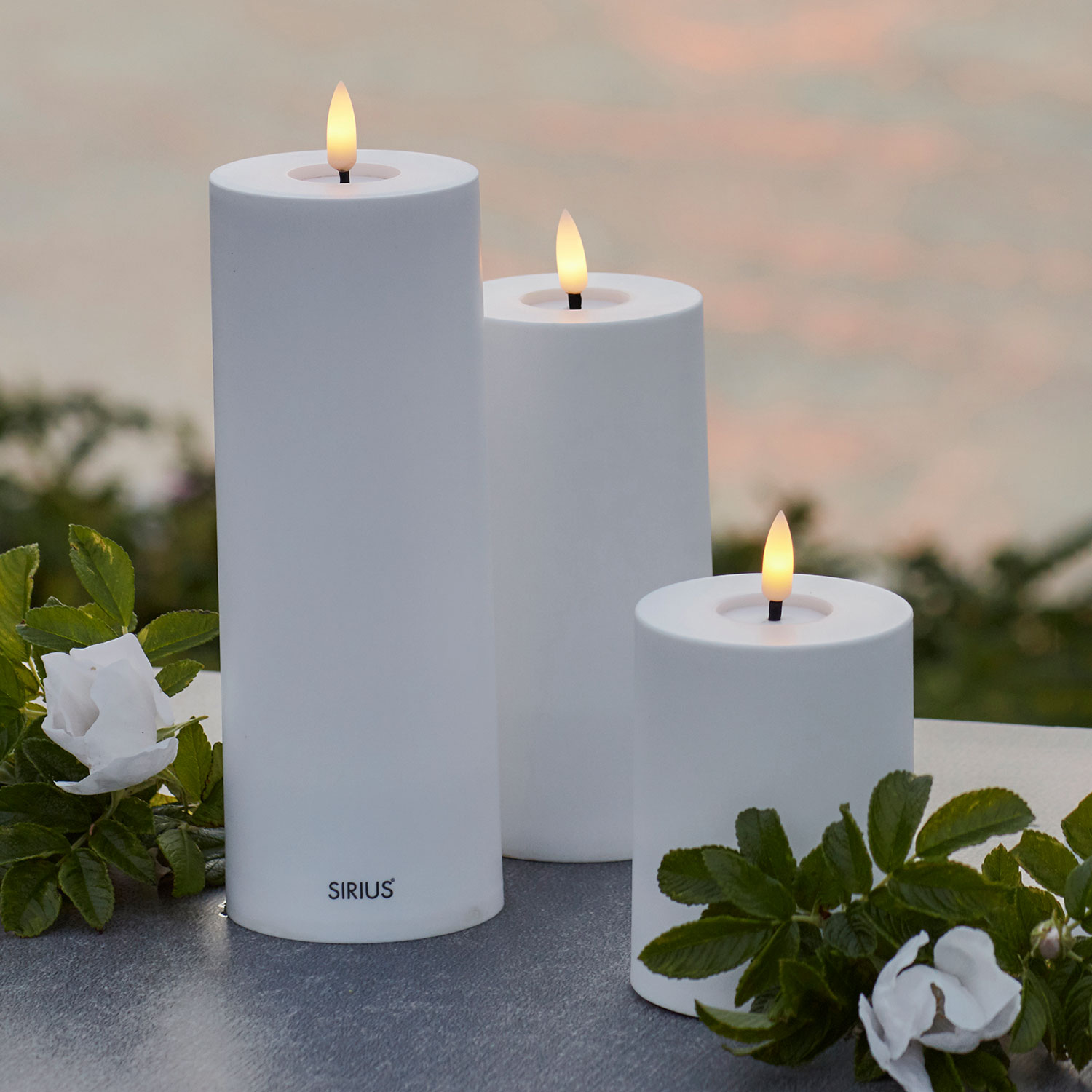 Sille Solar Ø7,5 cm, Hvid - 3 stk. sæt