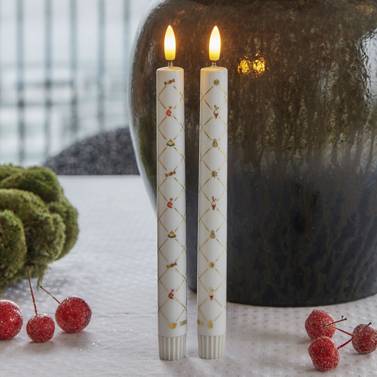 Elvira Kronelys 2-pak - 25 cm, Hvid