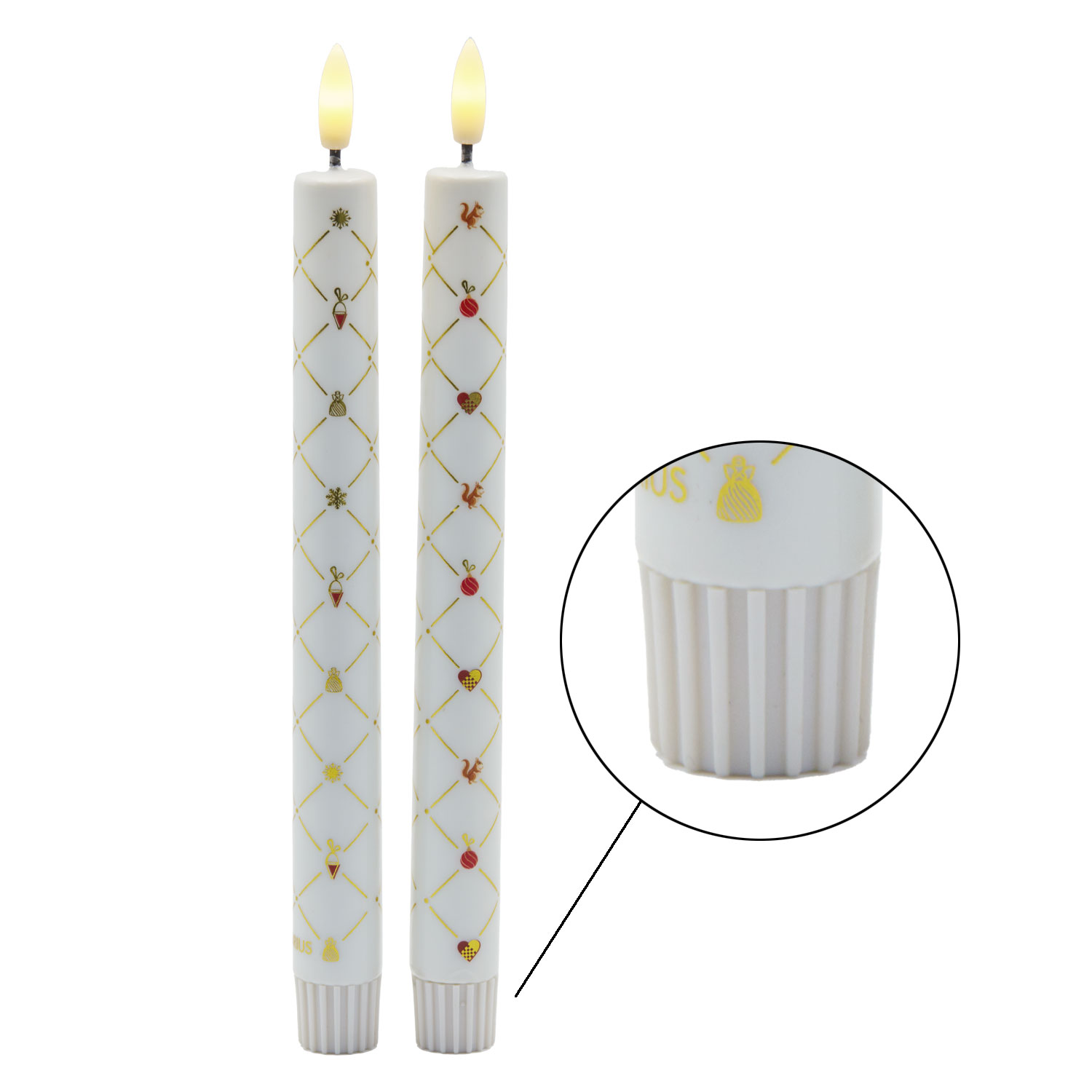 Elvira Kronelys 2-pak - 25 cm, Hvid