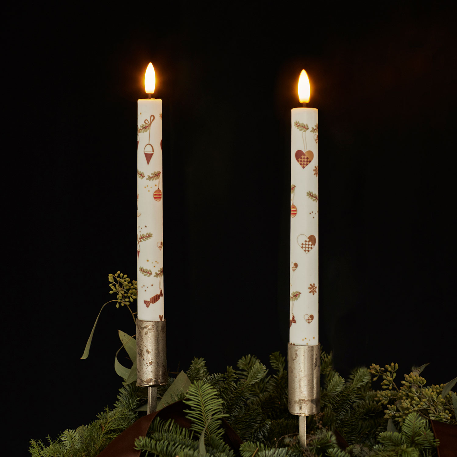 Mie Kronelys 2-pak - 25 cm, Hvid