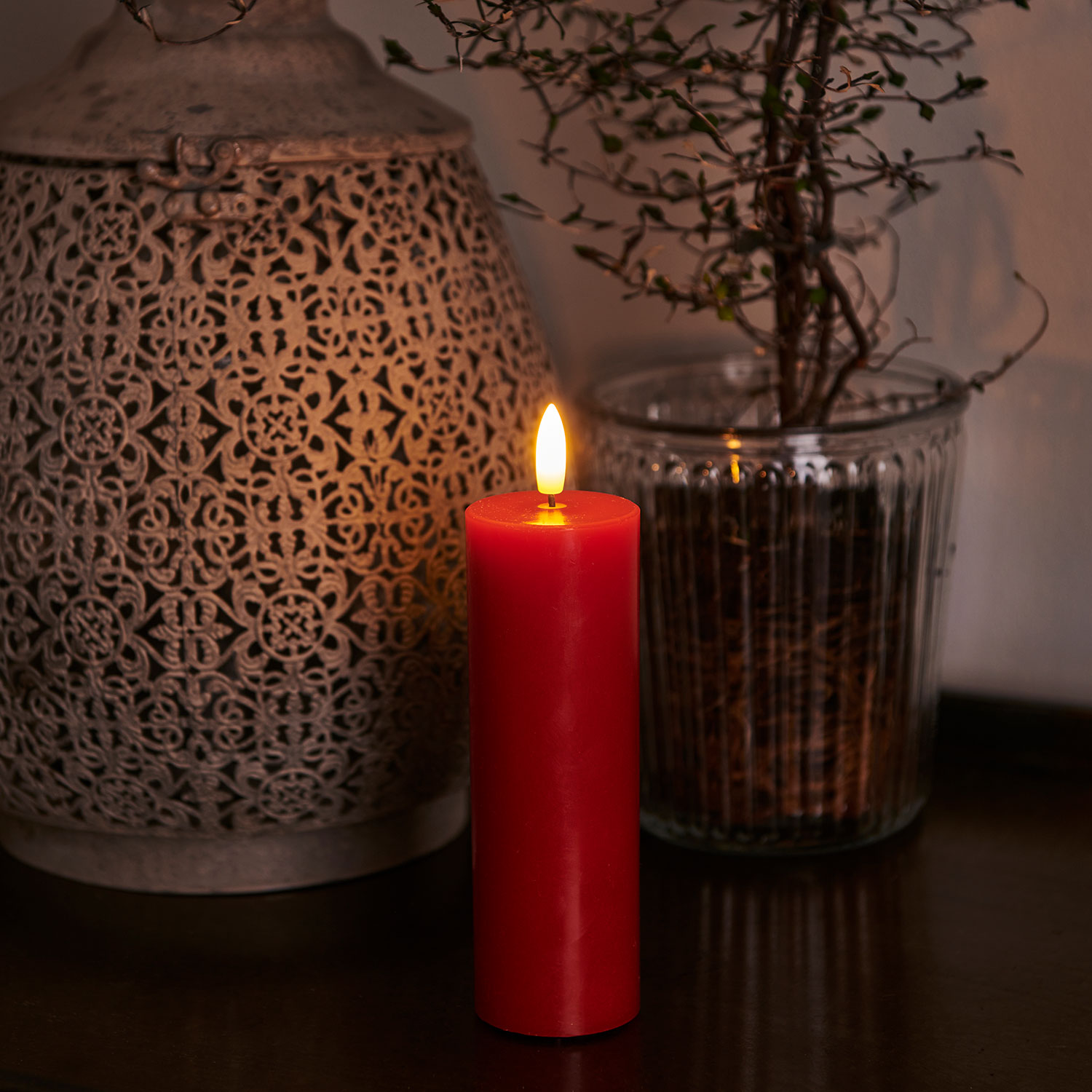 Sille Bloklys Ø5 x 15 cm, Rød