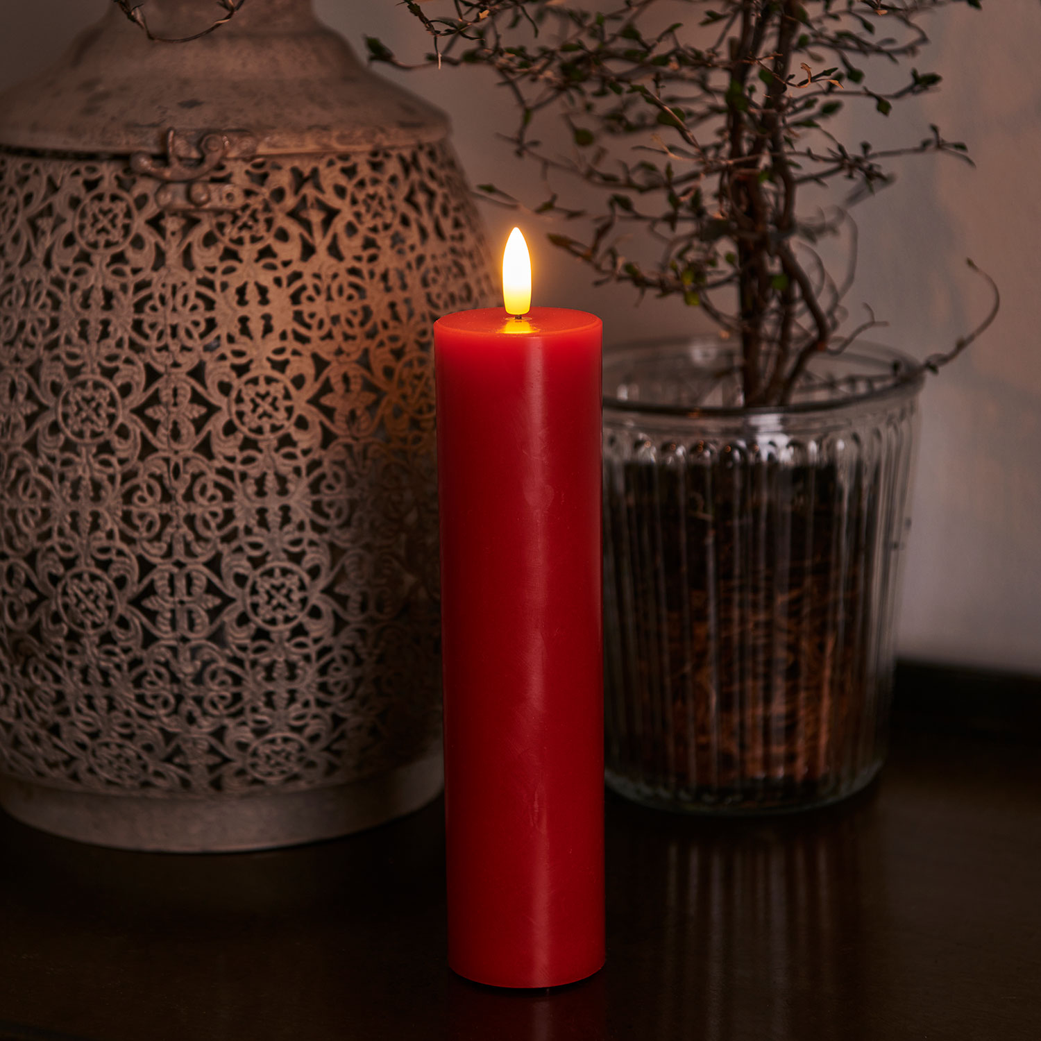 Sille Bloklys Ø5 x 20 cm, Rød