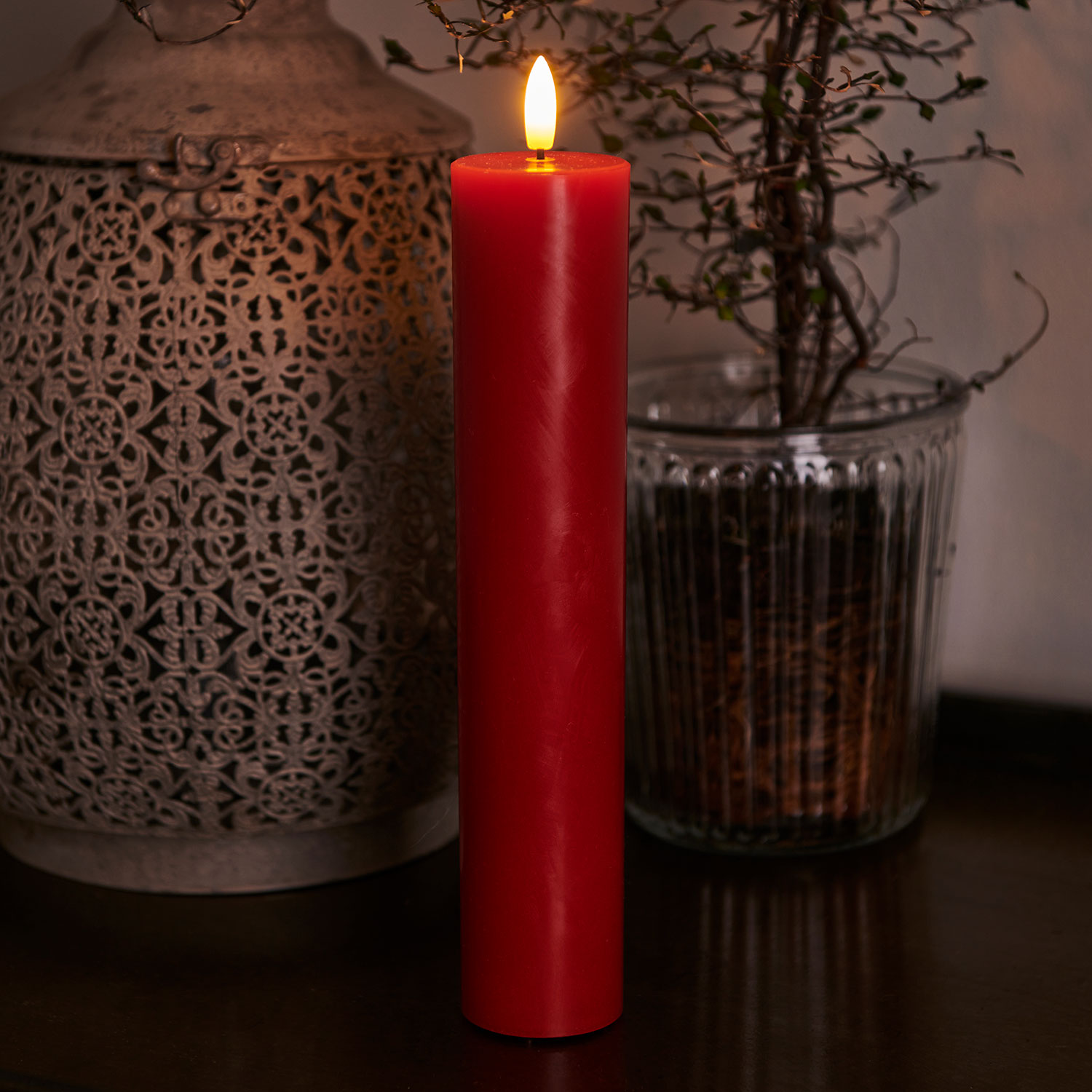 Sille Bloklys Ø5 x 25 cm, Rød